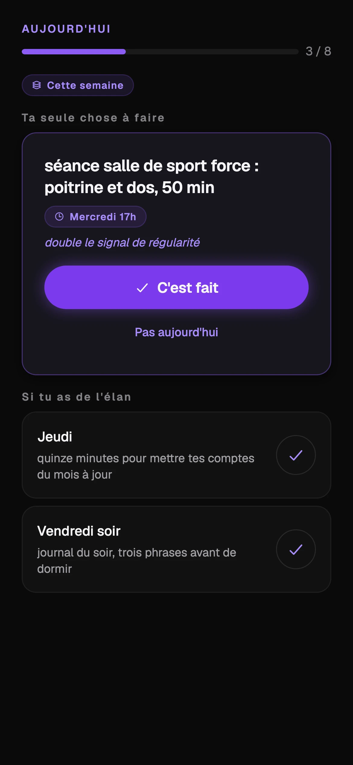 L'écran du jour Kairo : une seule chose à faire aujourd'hui, puis deux options