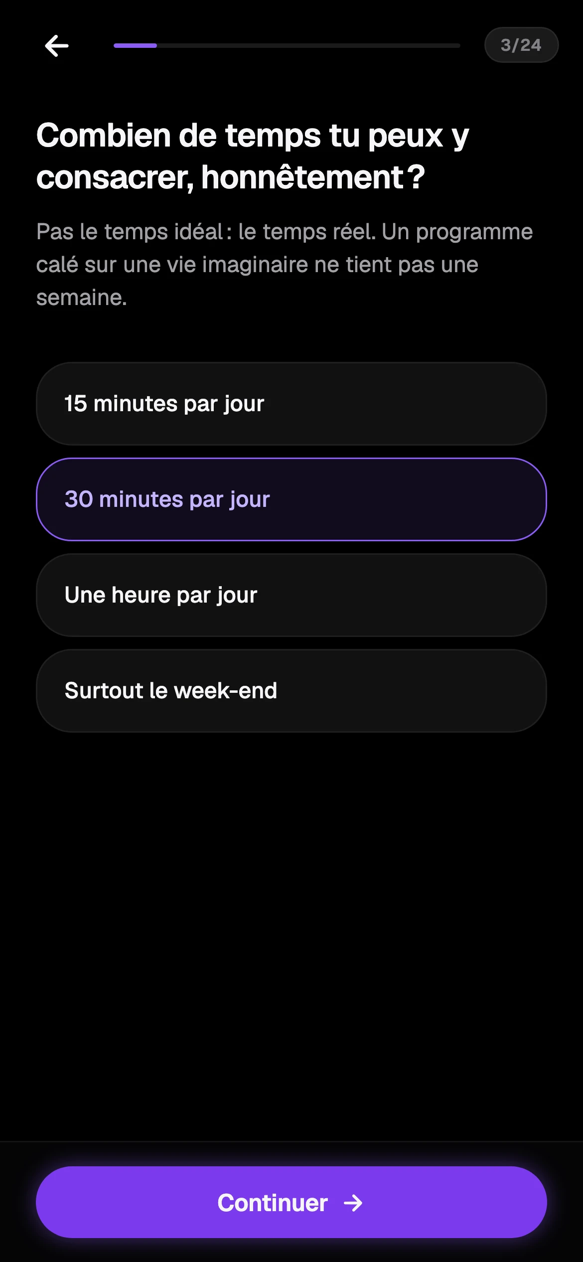 Une question du questionnaire Kairo